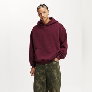 Everybody World 100% Cotton Heavyweight Trash Hoodie Burgundy Men’s M Loose Fit